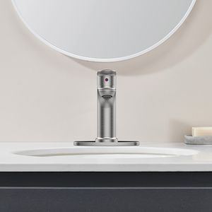 Single-Handle <b>Brushed</b> Nickel Basin Faucet for Bathroom Laundry 1-3 Holes 9/16\" Hoses Single Handle Vanity Sink Faucet with <b>Deck</b> - Product Image 5