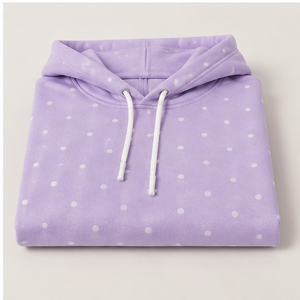Sudadera con Capucha Personalizable para Mujer, Color Lila Suave, Corte Semi-Corto, Holgada, con Estampado de Puntos, Ligera, Modelo WPHOOD-0008 - Product Image 5