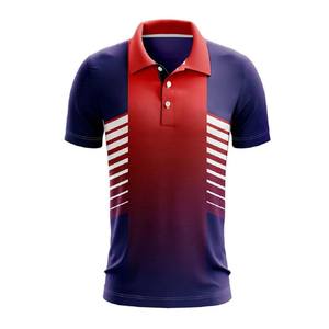 Red Navy Blue Lightweight Summer <b>Cricket</b> for Shirt <b>White</b> Stripes Half Sleeves Quick Dry Customizable Team Name Drawstring - Product Image 2