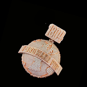 Colgante de mapa del mundo con efecto helado, 'El mundo es mío', chapado en oro rosa, moissanita, plata 925, dije de lujo estilo hip-hop, regalo de moda unisex - Product Image 1