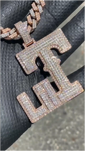 สร้อยคอจี้เพชรโมอิสซาไนต์ VVS คุณภาพสูง ชุบทอง 18K เงินแท้ 925 สไตล์ฮิปฮอป สลักชื่อสองอักษร HC เครื่องประดับแฟชั่นสำหรับผู้ชาย - Product Image 2