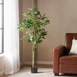 Albero della Fortuna Pachira Artificiale da 63 Pollici, Decorazione Verde per Ufficio, Casa, Soggiorno, Patio, Veranda - Product Image 3