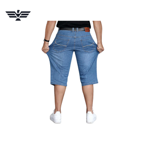 Pantalones Cortos de Mezclilla Azul Claro para Hombre, Corte Recto, Cintura Media, Estilo Casual de Verano, 100% Algodón, Tejido Transpirable, Lavado Ligero, Personalizados - Product Image 4