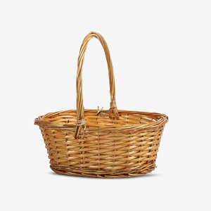 KV NATURAL HOME Vintage Vietnam Natural Rattan Eco-Friendly Oval Multifunction Picnic Flower <b>Basket</b> with <b>Handle</b> - Product Image 1