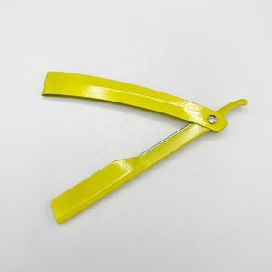 Rasoir de coiffeur professionnel en acier inoxydable durable de haute qualité Logo personnalisé couleur jaune en gros pour les cheveux raides sous les bras - Product Image 4