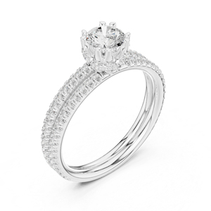 แหวนเพชรทรงกลมทองคำขาว 14K เพชรเพาะเลี้ยงสำหรับผู้หญิง สวมใส่ได้ทุกวัน เพชรเพาะเลี้ยงใหม่ - Product Image 4