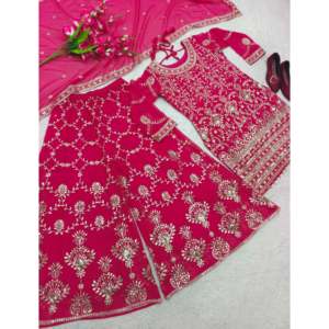 Designer Embroidered Party Wear <b>Top</b>-Sarara with Dupatta Modest <b>Wedding</b> Dress - Product Image 2