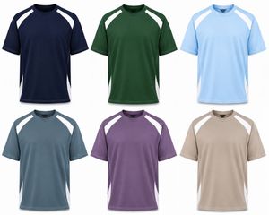 Men's Sporty Printed Quick Dry Short Sleeve T-Shirt <b>Raglan</b> Sleeve O-Neck Regular Fit 100% Cotton Knitted Front Design - Product Image 6