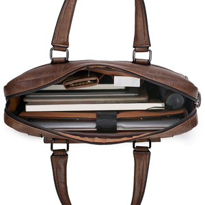 Porte-documents classique en cuir pour ordinateur portable avec bandoulière, grande capacité, sac de bureau pour hommes - Product Image 5