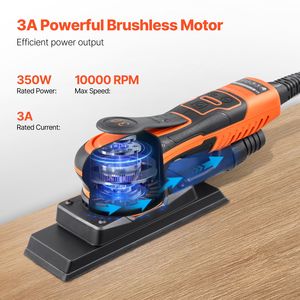 Levigatrice a disco EC brushless 240V 3A con 10 fogli di carta vetrata a velocità variabile per la finitura del legno - Product Image 2