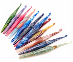 Factory Direct Supply Handmade Pink Resin <b>Crochet</b> <b>Hooks</b> Bulk Set for Craft Knitting - Product Image 6