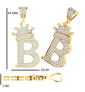 Colgante de Lujo con Letra 'B' de Moissanita, Estilo Hip Hop, Chapado en Oro, Colgante Personalizado con Inicial, Amuleto con Letra Personalizada - Product Image 6