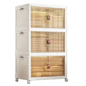 Crianças guarda-roupa plástico Folding armazenamento Gabinete High End casa bebê crianças roupas de brinquedo sem instalação lanche Armários