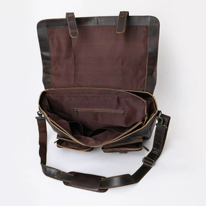 Sacoche pour ordinateur portable en cuir véritable vintage 18 pouces, sac messager bandoulière pour hommes et femmes, bureau, voyage - Product Image 3