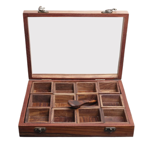 Caja de Especias de Madera de Acacia, Contenedor de Almacenamiento de Especias, Hierbas y Condimentos para Cocina, Tapa Acrílica, Caja de Especias de Madera - Product Image 6