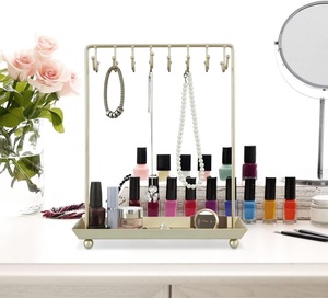 Présentoir à bijoux de luxe en métal avec plateau organisateur multi-crochets pour colliers – Solution de rangement élégante et peu encombrante pour coiffeuse - Product Image 1