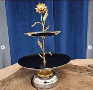 Bol rond en métal argenté Thème floral pour fruits et ornements Bol en métal pour décoration de table et de salon Bol décoratif en métal - Product Image 2