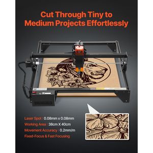 Macchina per Incisione Laser M2 con Potenza di Uscita 10W, Area di Lavoro 14,9 X 15,7 Pollici/38 X 40 cm, Velocità di Movimento 10000 mm/min, Incisore e Taglierina - Product Image 3