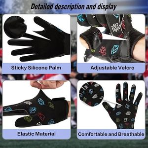 Guantes de Receptor de Cuero Sintético con Impresión Personalizada, Transpirables, Antideslizantes, con Gancho, para Adultos y Jóvenes, para Fútbol Americano - Product Image 4
