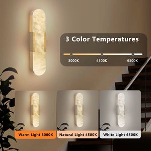 Applique da Parete in Marmo Naturale da 50 cm, Set di Applique Moderne Dorate per Interni, Illuminazione a Parete per Bagno, Soggiorno, Camera da Letto - Product Image 6