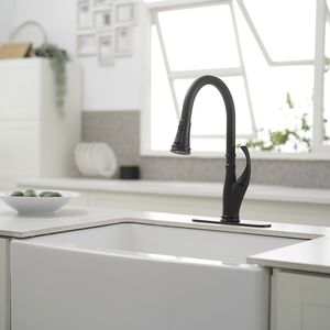 Rubinetto da cucina ad arco alto a 3 spruzzi a manico singolo nero opaco - Product Image 6