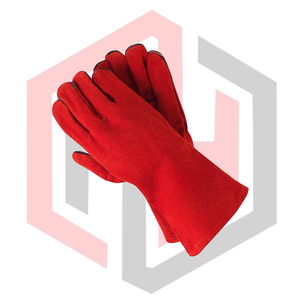 Gants de soudage longs rouges, résistants, en cuir de vachette, anti-déchirure, anti-coupure, pour pompiers, antistatiques, 11 oz - Product Image 4