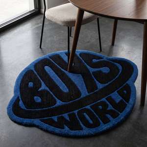Alfombra de Lana Antideslizante con Diseño Geométrico, Hecha a Mano, para Niños, Color Azul, para Sala de Estar, Dormitorio o Habitación Infantil - Product Image 3
