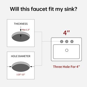 Rubinetto per Lavabo Bothwa Home 5.45'' Finitura Cromata con 2 Maniglie, Certificato CUPC, per Bagno - Product Image 6