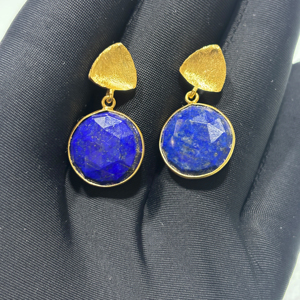 Handmade Designer Customized Sterling <b>Silver</b> Lapis Lazuli Gemstone Fine Drop <b>Dangle</b> <b>Earrings</b> for Women Wedding - Product Image 1