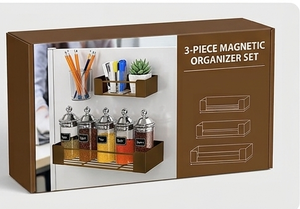 3 Tier <b>Matte</b> Brown Shelving Racks Storage Magnetic Wall Mounted Cabinet Spice Rack Holders Kitchenware Item for Multipurpose - Product Image 6