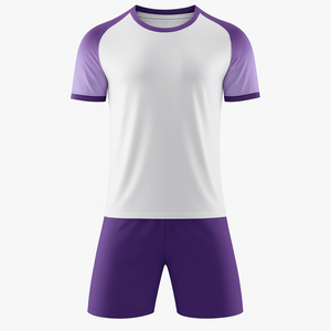 Men's White Purple Color Blocked Soccer Jersey Short Sleeve Crew Neck Moisture Wicking Polyester <b>Athletic</b> Wear All Seasons - Product Image 1