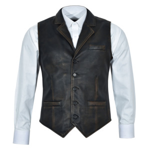 Trendy 2026 Vintage Waxed Soft Napa Leather Men's Vest Formal Business Waistcoat OEM ODM Factory Direct Wholesale Supplier - Product Image 5
