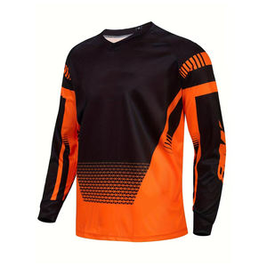 Jersey de Motocross Transpirable de Alta Calidad para Adultos, Cuello en V, Manga Larga, Diseño Sublimado, % Poliéster, para Carreras de Motos - Product Image 3