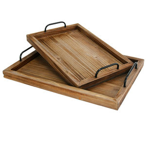 Nouveauté : Plateau décoratif en bois d'acacia durable de 17 pouces pour salon, plateau de service, planche à fromage et charcuterie avec poignée - Product Image 3