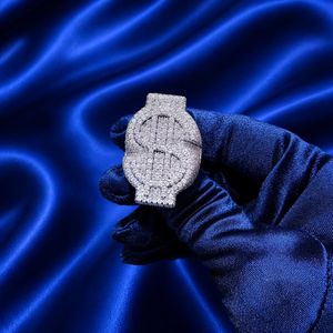 Dollar Sign VVS Fully Iced Moissanite Hip Hop Style <b>Ring</b> For <b>Men</b> 925 <b>Silver</b> Customizable Rapper Party Jewelry Charms - Product Image 3