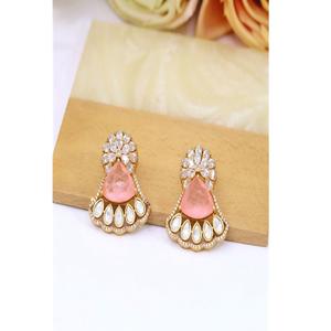 Encantadores Pendientes de Latón Chapado en Oro con Moissanita de Primera Calidad, Hermosos Pendientes Kundan para Mujeres y Niñas, Ideales para Bodas y Fiestas - Product Image 1