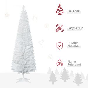 Albero di Natale Bianco Sottile con 390 Punte Realistiche, Albero di Natale Artificiale a Matita con 6 Rami e Base in Plastica - Product Image 6