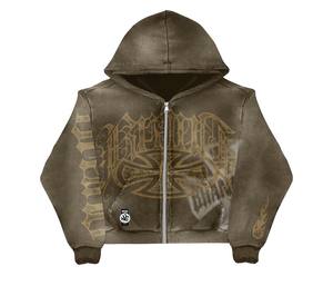 Sudadera con capucha gruesa con cremallera y gráfico personalizado TAHAD Streetwear 2026 para hombre, de algodón de alta calidad, lavado ácido, con pedrería, unisex - Product Image 2