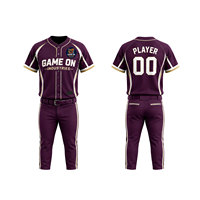 Ensemble d'uniformes de baseball de qualité supérieure pour hommes, manches courtes, matière polyester douce, pantalon en jersey, logo personnalisé, impression par sublimation