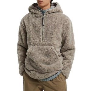 Men <b>Sherpa</b> <b>Lined</b> Half Zip <b>Hoodie</b> Pullover Fleece Sweatshirt With Pocket Winter Casual Outerwear - Product Image 5