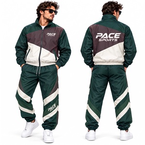 Ensemble veste et pantalon en nylon pour homme, couleur bordeaux gris foncé, veste coupe-vent à fermeture éclair intégrale, pantalon de jogging à blocs diagonaux, tenue de sport pour l'entraînement. - Product Image 6
