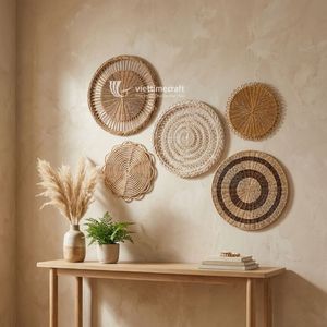 Rattan <b>Wall</b> <b>Decor</b>, Set Bohemian Hanging <b>Wall</b>, Decorative Rustic Woven Rattan Plate Art Accent Ornament for Home Hotel Deco - Product Image 4