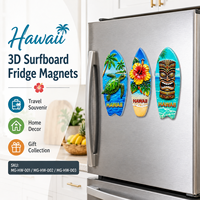 Magnet Kulkas Souvenir Hawaii Kustom 3D Resin Papan Selancar Magnet Kulkas Tiki Penyu Laut Bunga Grosir Hadiah Turis
