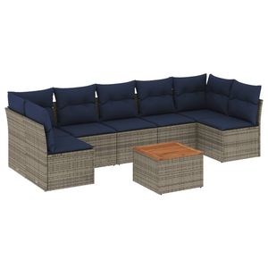 Set divano da giardino in Poly Rattan grigio 8 pezzi con cuscini eleganti collezione di mobili da esterno - Product Image 2