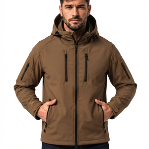 Wholesale Men's Winter <b>Soft</b> <b>Shell</b> <b>Jacket</b> Custom Logo Customised Color Waterproof Windproof Zipper <b>Hooded</b> Casual Crew Neck - Product Image 1