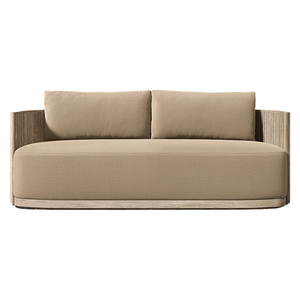 Premium Minimalist Solid Teak Wood Outdoor <b>Sofa</b> Luxury Upholstered Patio Couch Three Seaters Contemporary Lounge Furniture - Product Image 4