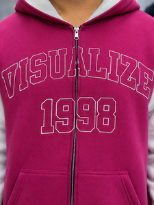 Sweat à capuche zippé oversize pour homme, style streetwear, en molleton de coton avec logo brodé, collection automne - Product Image 2