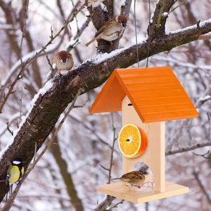 Mangeoire à oiseaux en bois de style moderne du milieu du siècle pour jardin, balcon et décoration extérieure - Product Image 3
