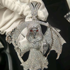 Amuletos de Alas de Diablo de Plata de Ley 925 con Incrustaciones de Diamantes, Joyería Hip Hop para Fiestas, Regalo para Otros - Product Image 1
