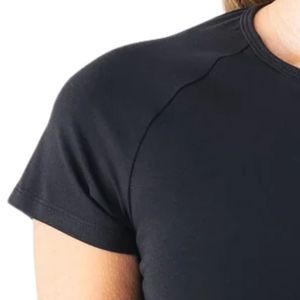 Camiseta Deportiva de Manga Corta para Mujer, Negra, con Logotipo, de Algodón, para Gimnasio, Fitness, Entrenamiento, Ejercicio, Deportes - Product Image 6